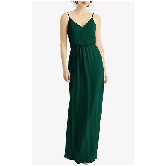 Ann Taylor Loft Evening Dress Womens Petite 2 Green Sleeveless Maxi Back Slit - Picture 2 of 10